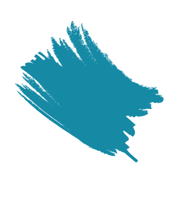 Pinceau de peinture bleu sarcelle sur fond blanc