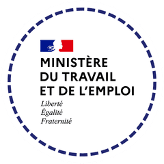 Logo du Ministère du Travail et de l'Emploi français avec devise Liberté, Égalité, Fraternité