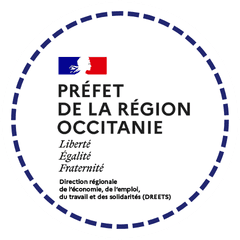 Logo de la Préfecture de la Région Occitanie, DREETS
