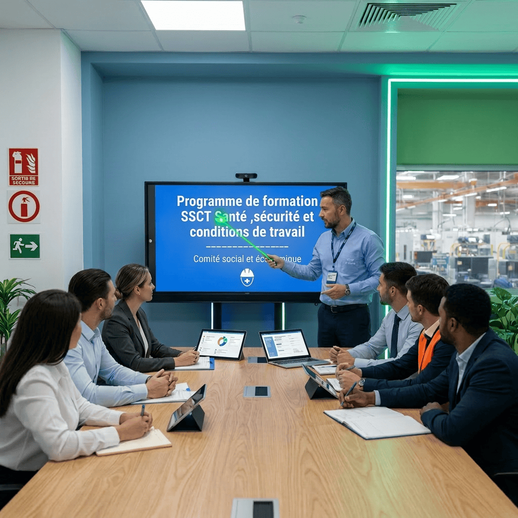 Formation SST CSE : un formateur présente le programme Santé, Sécurité, Conditions de Travail.